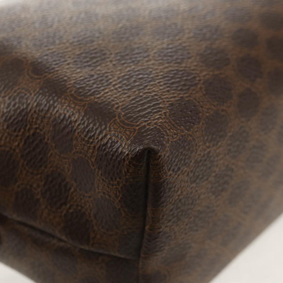 CELINE Macadam Canvas Pouch PVC Leather Brown Gold Auth ki6211A