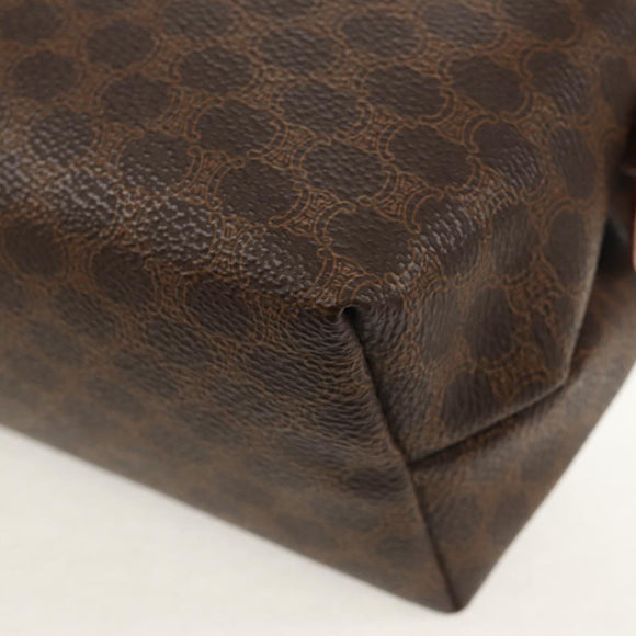 CELINE Macadam Canvas Pouch PVC Leather Brown Gold Auth ki6211A