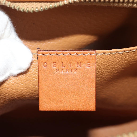 CELINE Macadam Canvas Pouch PVC Leather Brown Gold Auth ki6211A