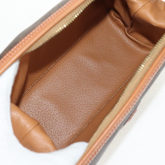 CELINE Macadam Canvas Pouch PVC Leather Brown Gold Auth ki6211A