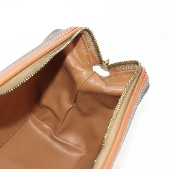 CELINE Macadam Canvas Pouch PVC Leather Brown Gold Auth ki6211A
