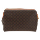 CELINE Macadam Canvas Pouch PVC Leather Brown Gold Auth ki6211A-2