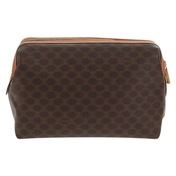 CELINE Macadam Canvas Pouch PVC Leather Brown Gold Auth ki6211A - 0