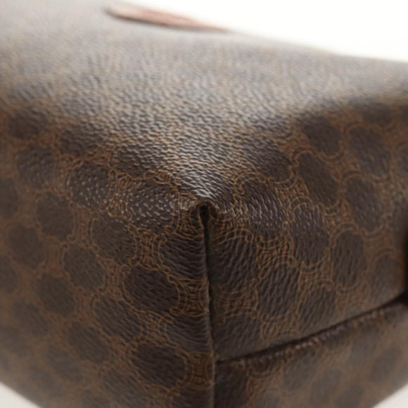 CELINE Macadam Canvas Pouch PVC Leather Brown Gold Auth ki6211A
