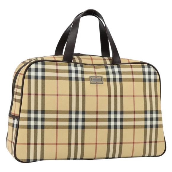 BURBERRY Nova Check Hand Bag PVC Beige Auth ki6212