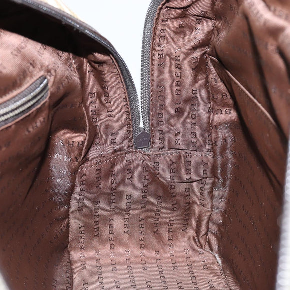 BURBERRY Nova Check Hand Bag PVC Beige Auth ki6212