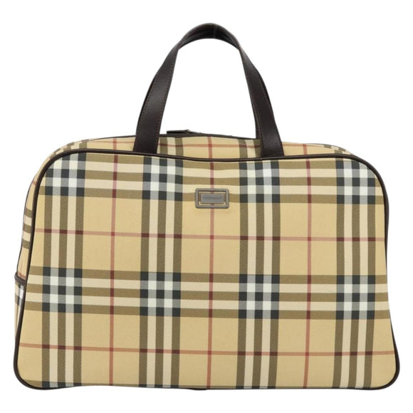 BURBERRY Nova Check Hand Bag PVC Beige Auth ki6212