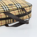 BURBERRY Nova Check Hand Bag PVC Beige Auth ki6212-7