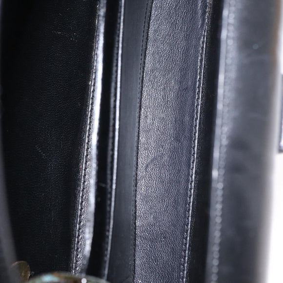 CELINE Hand Bag Leather Black Gold Auth ki6217