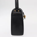 CELINE Hand Bag Leather Black Gold Auth ki6217-4