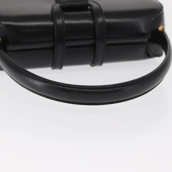 CELINE Hand Bag Leather Black Gold Auth ki6217