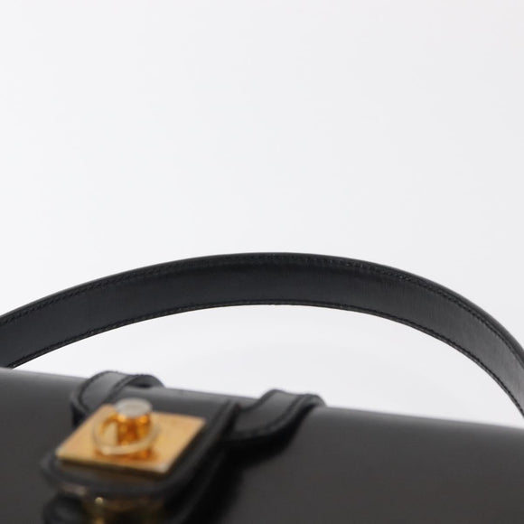CELINE Hand Bag Leather Black Gold Auth ki6217