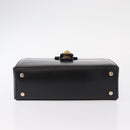CELINE Hand Bag Leather Black Gold Auth ki6217-5