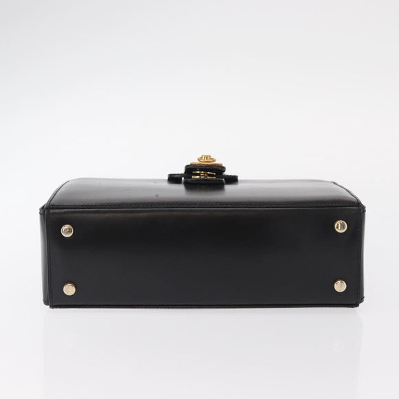 CELINE Hand Bag Leather Black Gold Auth ki6217