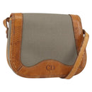 Christian Dior Shoulder Bag Coated Canvas Gray Gold Auth ki6220-1