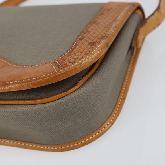 Christian Dior Shoulder Bag Coated Canvas Gray Gold Auth ki6220