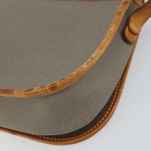 Christian Dior Shoulder Bag Coated Canvas Gray Gold Auth ki6220