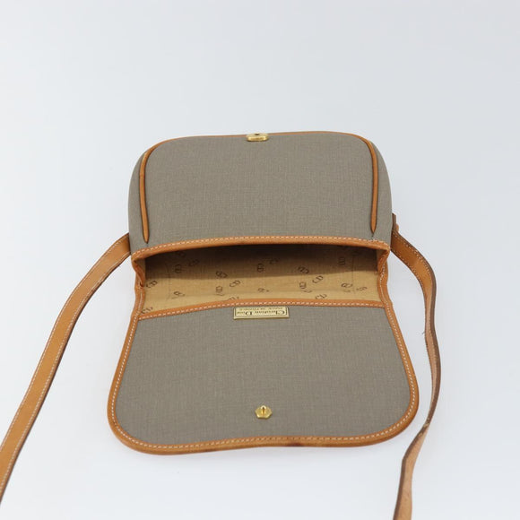 Christian Dior Shoulder Bag Coated Canvas Gray Gold Auth ki6220