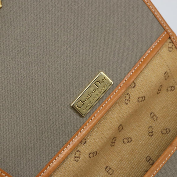 Christian Dior Shoulder Bag Coated Canvas Gray Gold Auth ki6220