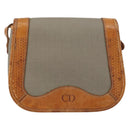 Christian Dior Shoulder Bag Coated Canvas Gray Gold Auth ki6220-13
