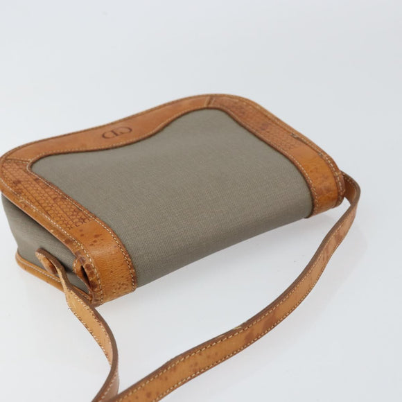 Christian Dior Shoulder Bag Coated Canvas Gray Gold Auth ki6220