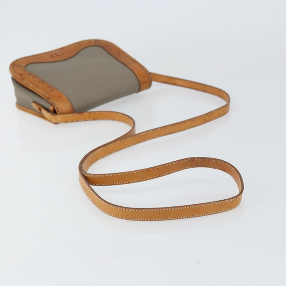 Christian Dior Shoulder Bag Coated Canvas Gray Gold Auth ki6220