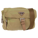 PRADA Shoulder Bag Nylon Beige Silver Auth ki6222-1