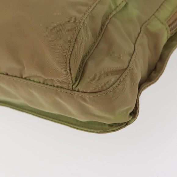 PRADA Shoulder Bag Nylon Beige Silver Auth ki6222