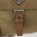 PRADA Shoulder Bag Nylon Beige Silver Auth ki6222-20