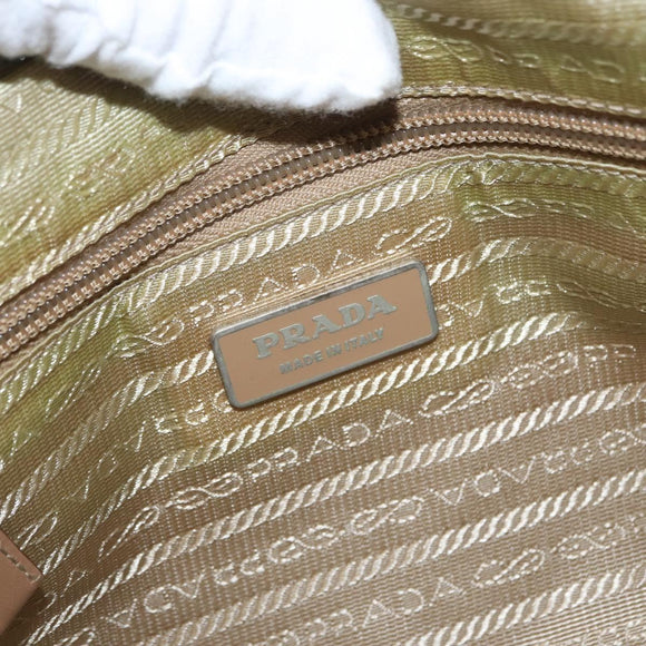 PRADA Shoulder Bag Nylon Beige Silver Auth ki6222
