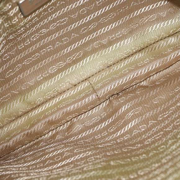 PRADA Shoulder Bag Nylon Beige Silver Auth ki6222