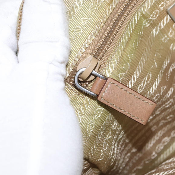 PRADA Shoulder Bag Nylon Beige Silver Auth ki6222