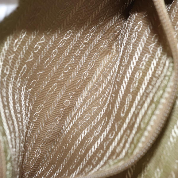 PRADA Shoulder Bag Nylon Beige Silver Auth ki6222