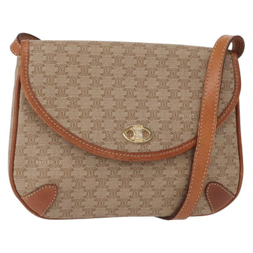 CELINE Macadam Canvas Shoulder Bag PVC Beige Gold Auth ki6223