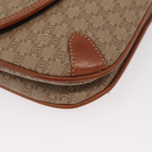CELINE Macadam Canvas Shoulder Bag PVC Beige Gold Auth ki6223