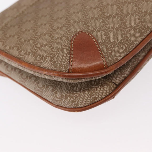 CELINE Macadam Canvas Shoulder Bag PVC Beige Gold Auth ki6223