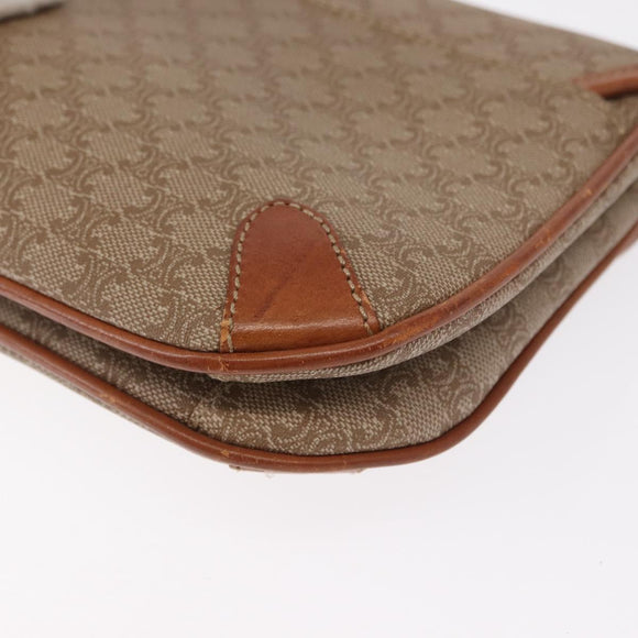 CELINE Macadam Canvas Shoulder Bag PVC Beige Gold Auth ki6223