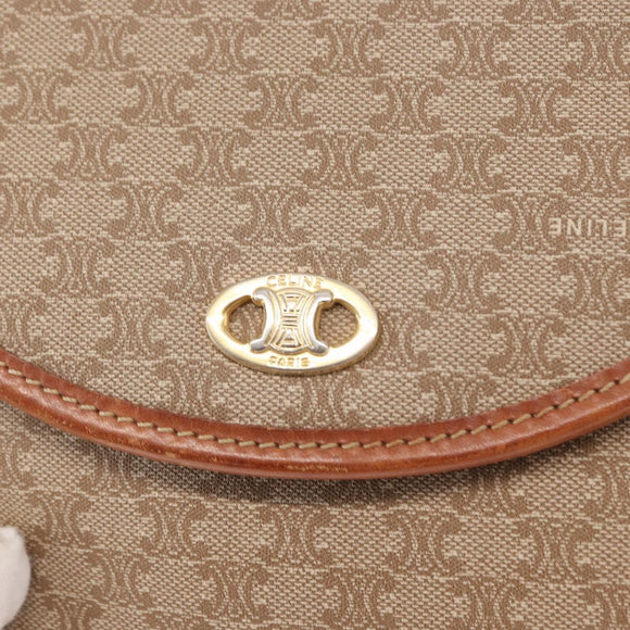 CELINE Macadam Canvas Shoulder Bag PVC Beige Gold Auth ki6223