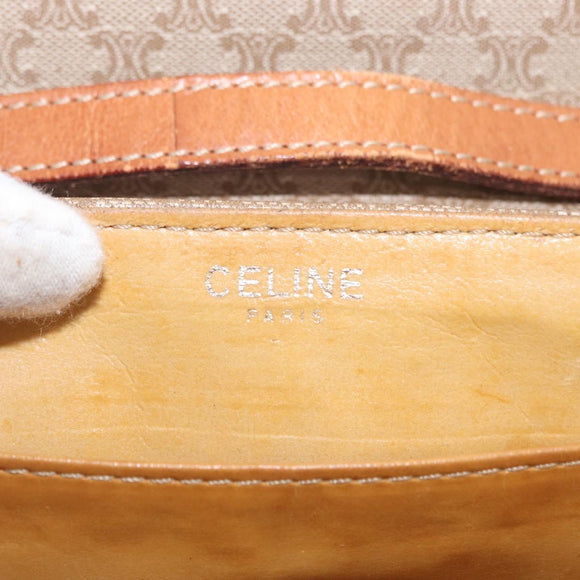 CELINE Macadam Canvas Shoulder Bag PVC Beige Gold Auth ki6223