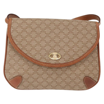 CELINE Macadam Canvas Shoulder Bag PVC Beige Gold Auth ki6223 - 0