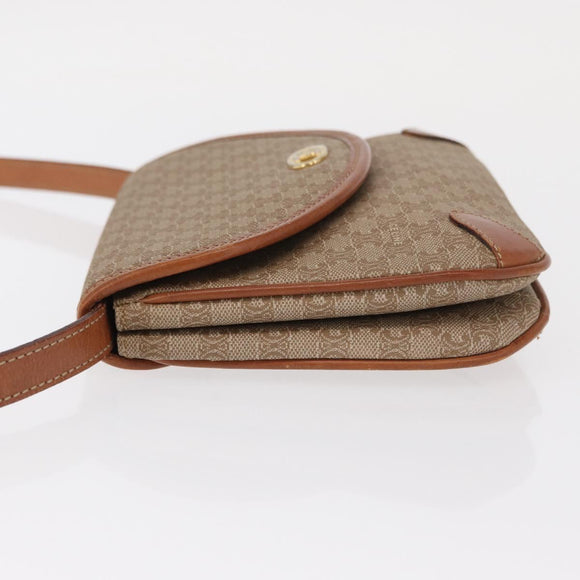 CELINE Macadam Canvas Shoulder Bag PVC Beige Gold Auth ki6223