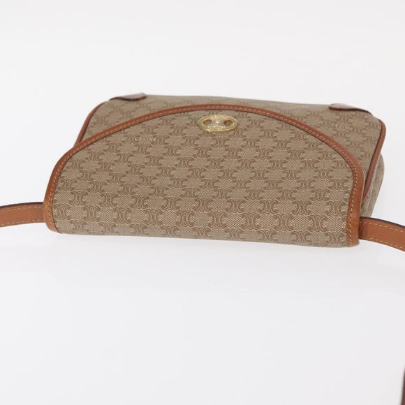 CELINE Macadam Canvas Shoulder Bag PVC Beige Gold Auth ki6223