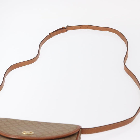 CELINE Macadam Canvas Shoulder Bag PVC Beige Gold Auth ki6223