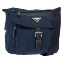 PRADA Shoulder Bag Nylon Navy Silver Auth ki6224-1
