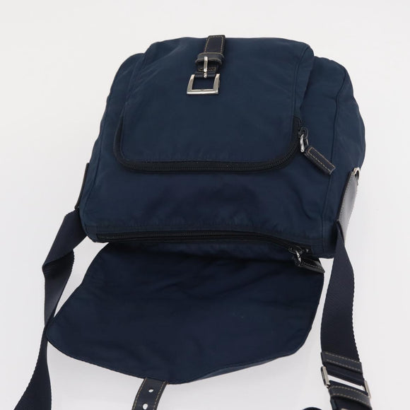 PRADA Shoulder Bag Nylon Navy Silver Auth ki6224