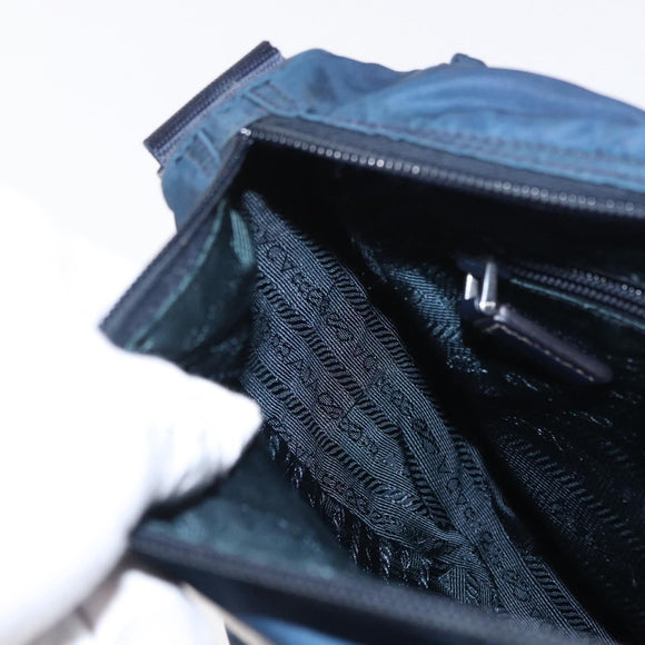 PRADA Shoulder Bag Nylon Navy Silver Auth ki6224
