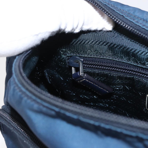 PRADA Shoulder Bag Nylon Navy Silver Auth ki6224