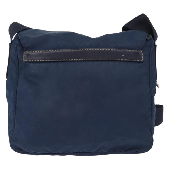PRADA Shoulder Bag Nylon Navy Silver Auth ki6224
