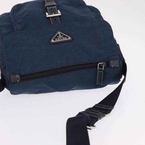 PRADA Shoulder Bag Nylon Navy Silver Auth ki6224