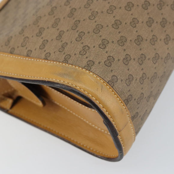 GUCCI Micro GG Supreme Shoulder Bag PVC Beige Gold Auth ki6225